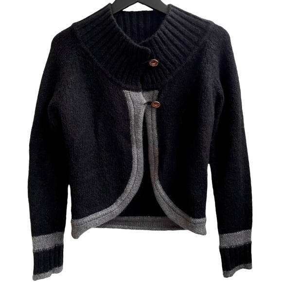 InWear Cardigan, Black & Grey, Soft Mohair Blend, Copper Buttons, Size Medium - Picture 9 of 9